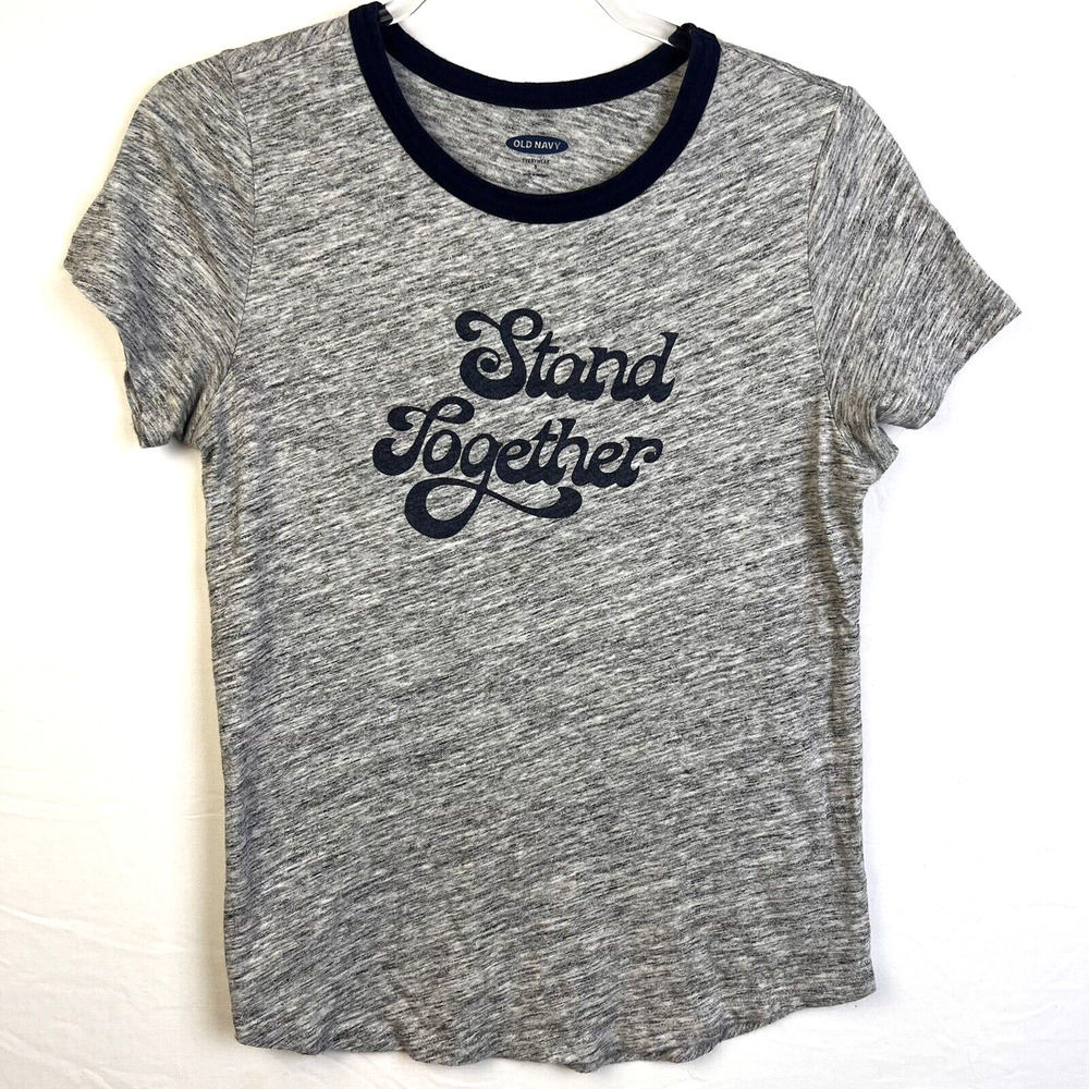 Old Navy Stand Together Retro T Shirt Women's Small Gray Casual Top Graphic Tee